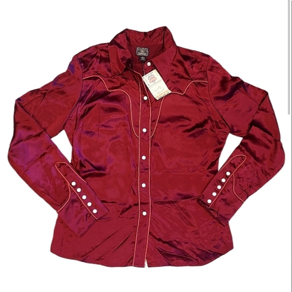 NWT Lucky Brand Silk Western Pearl Snap Shirt size XL (fits L)